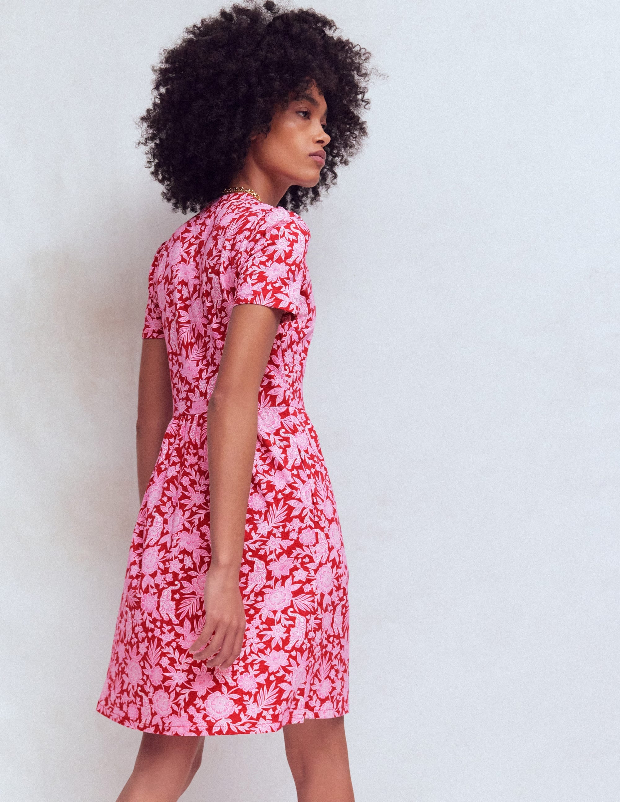 Naomi Short Jersey Dress-Pomegranate, Tigers Paradise