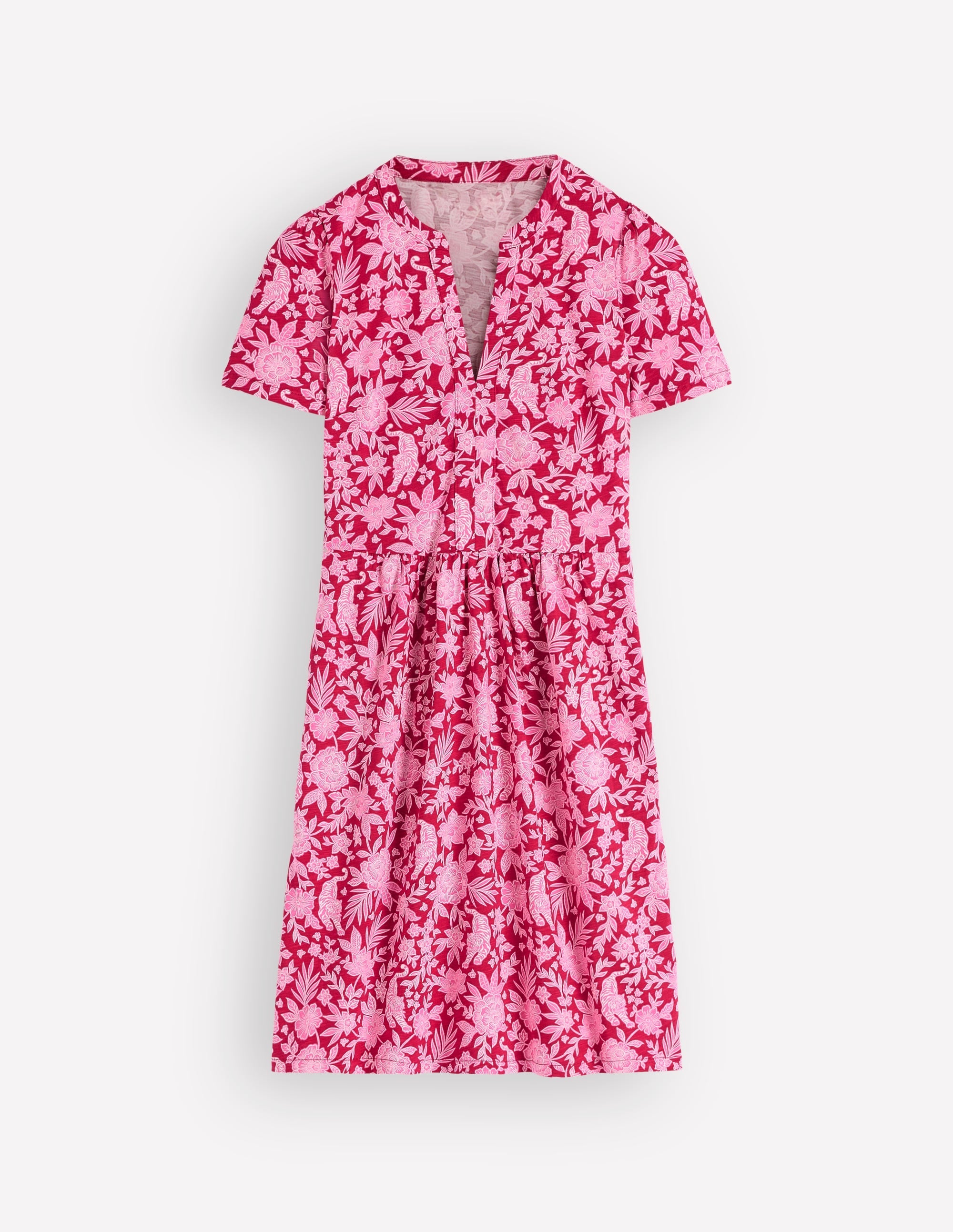 Naomi Short Jersey Dress-Pomegranate, Tigers Paradise