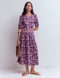Amber Pleat Jersey Midi Dress-Calla Lilly, Blossom Grove