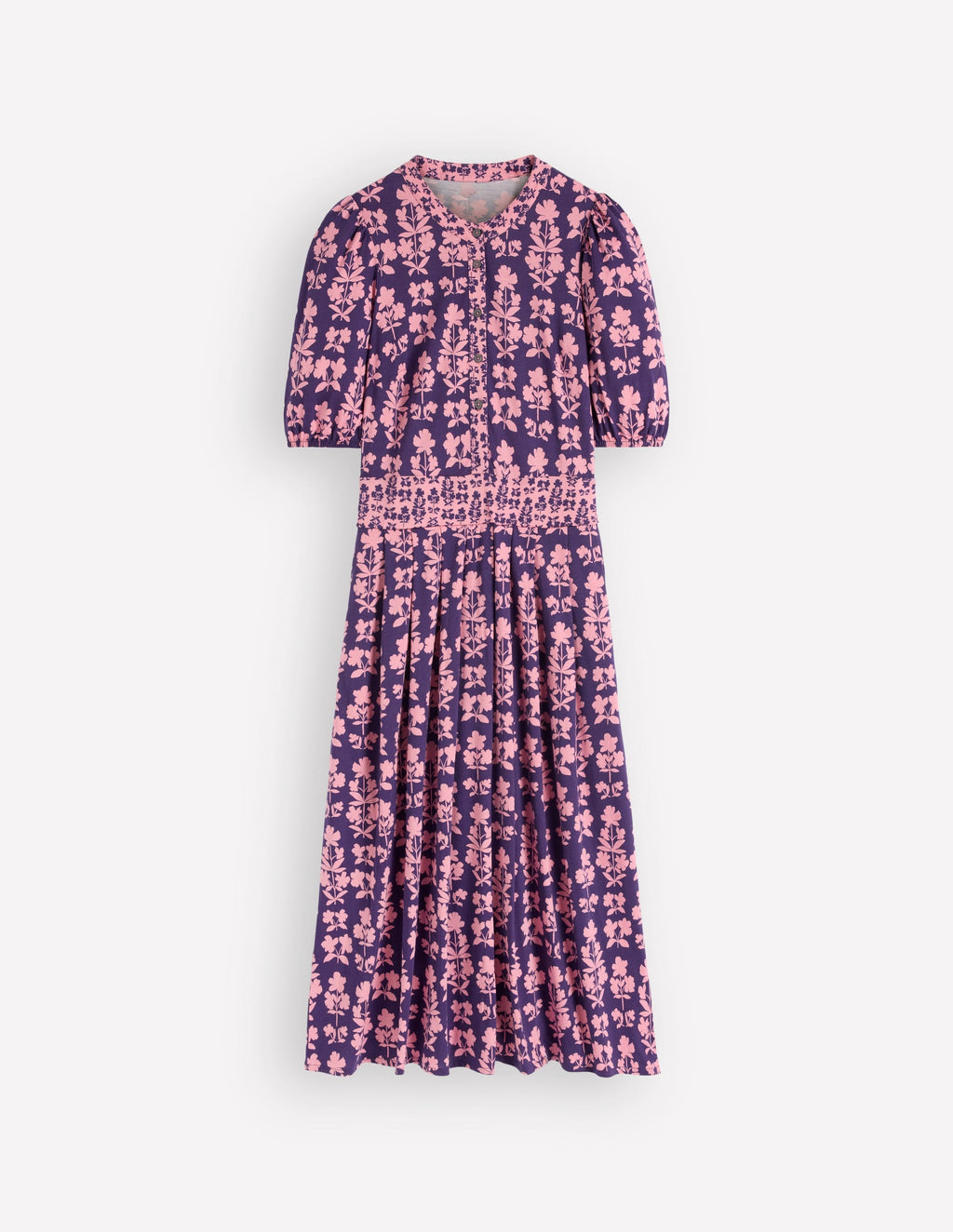 Amber Pleat Jersey Midi Dress-Calla Lilly, Blossom Grove