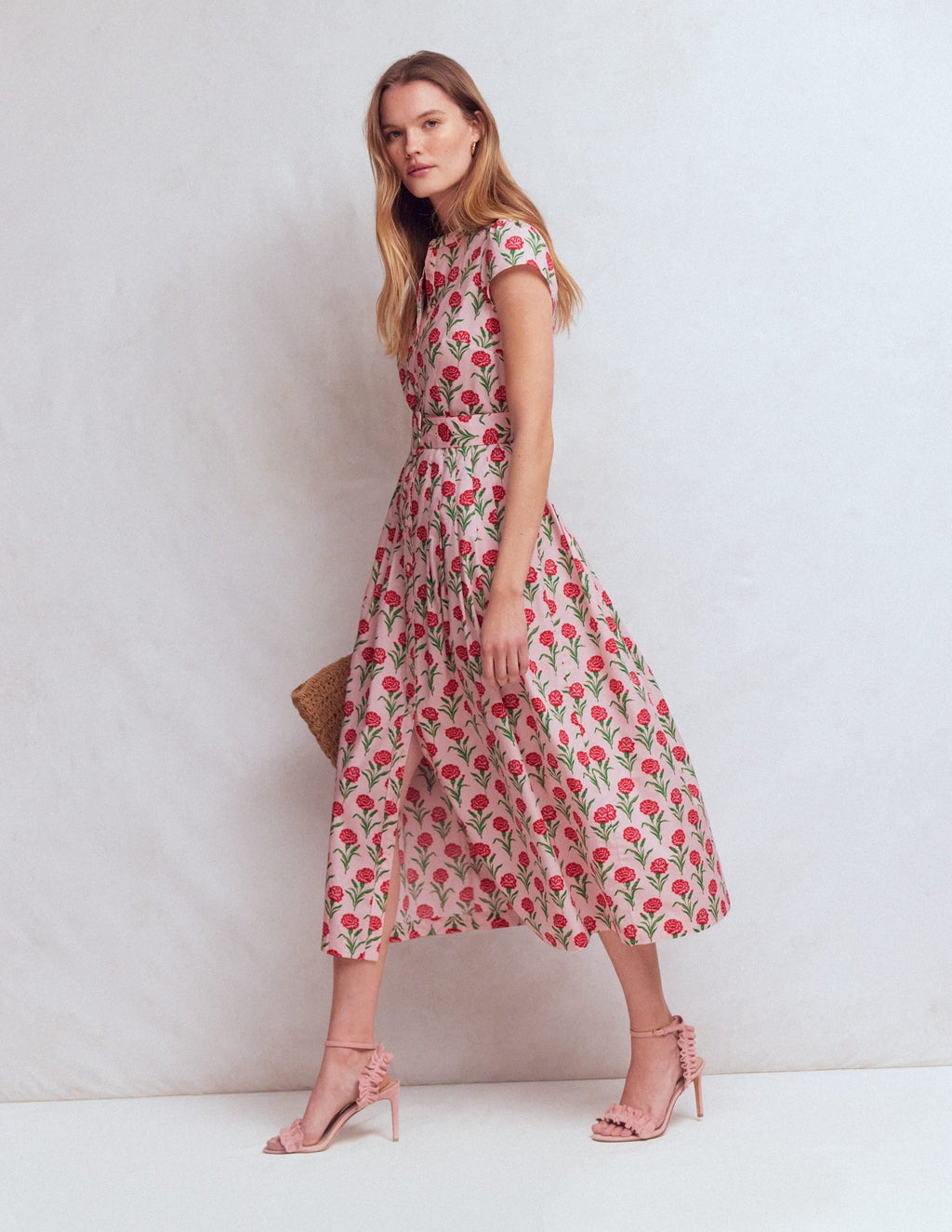 Arabella Cotton Maxi Dress-Pink Carnation Stem