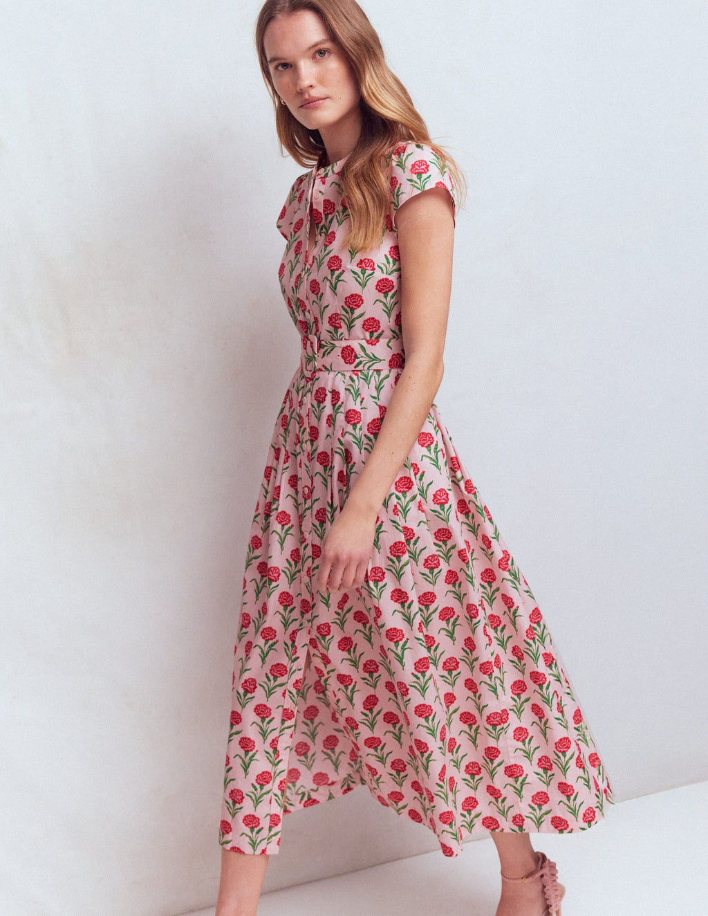 Arabella Cotton Maxi Dress-Pink Carnation Stem