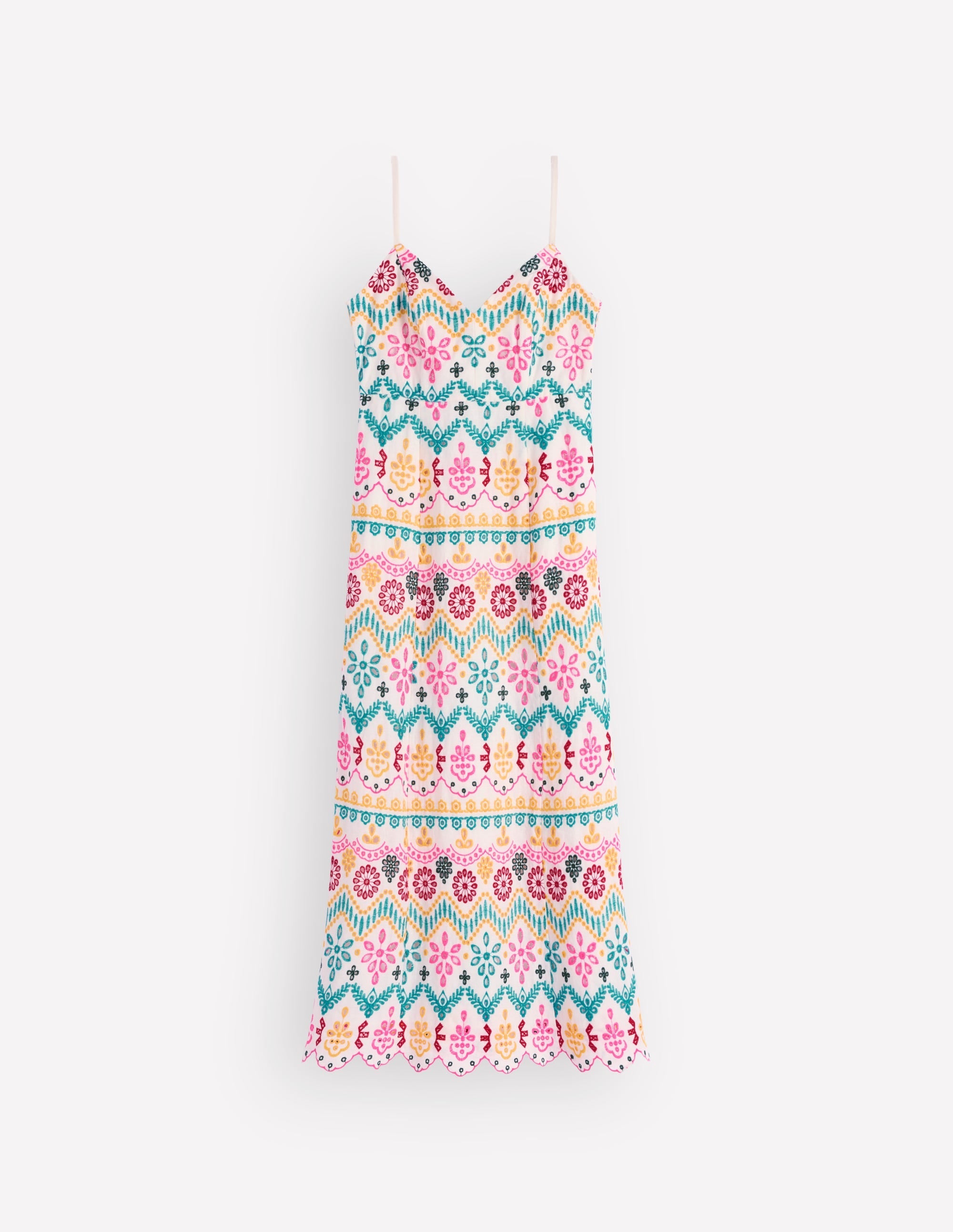 Empire Linen Broderie Dress-Multi Broderie