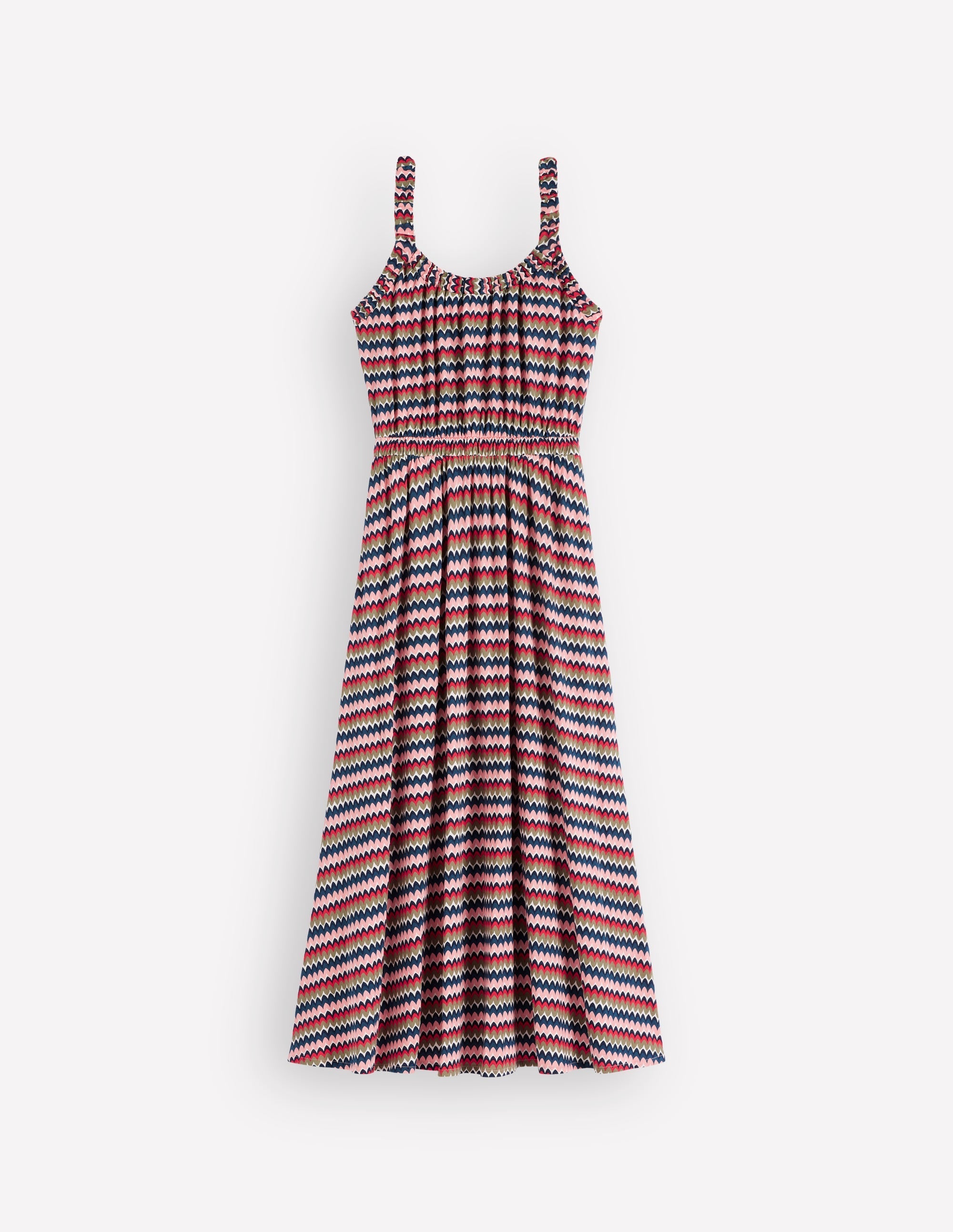 Scoop Neck Jersey Dress-Multi, Zigzag Ripple