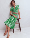 Naomi Jersey Midi Dress-Green, Flourishing Meadow