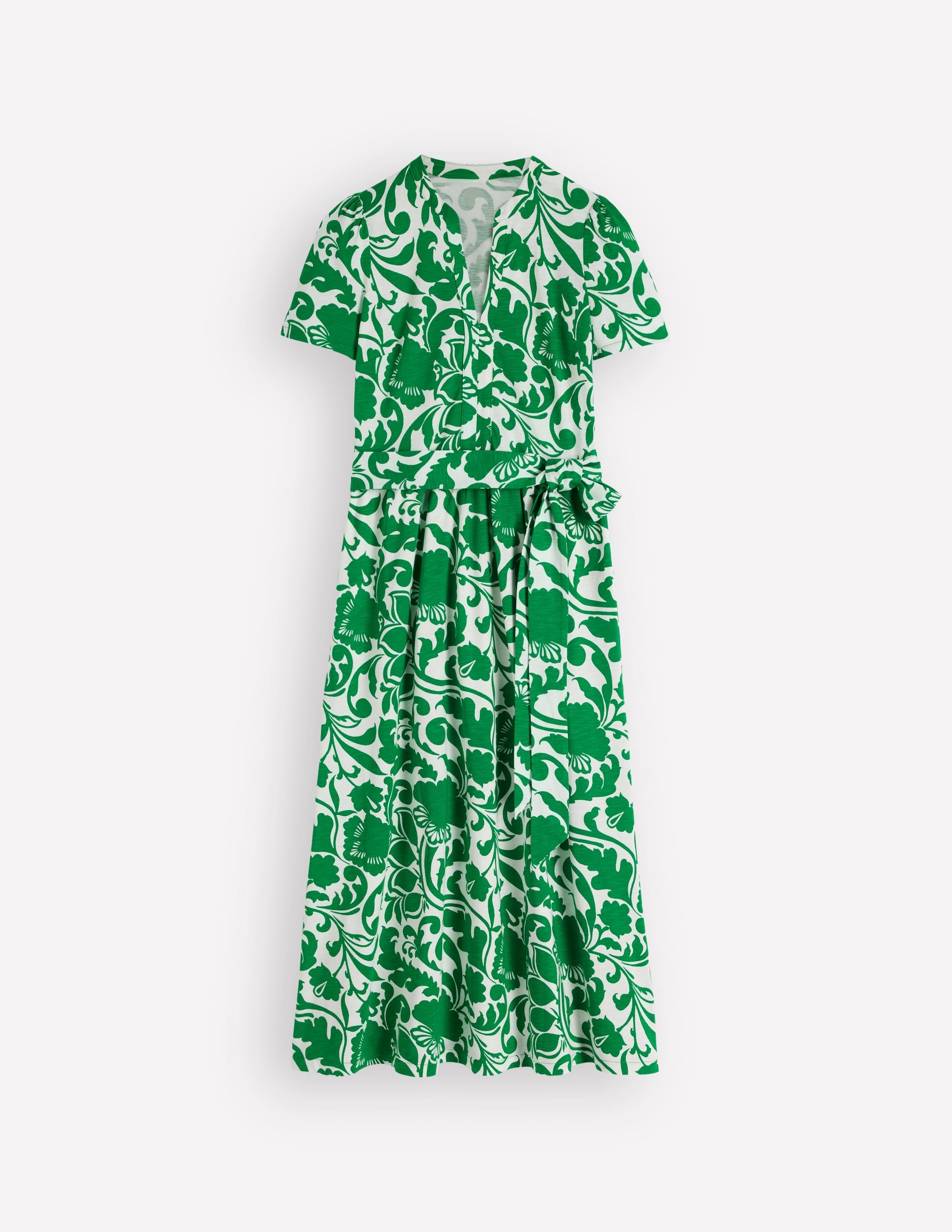 Naomi Jersey Midi Dress-Green, Flourishing Meadow