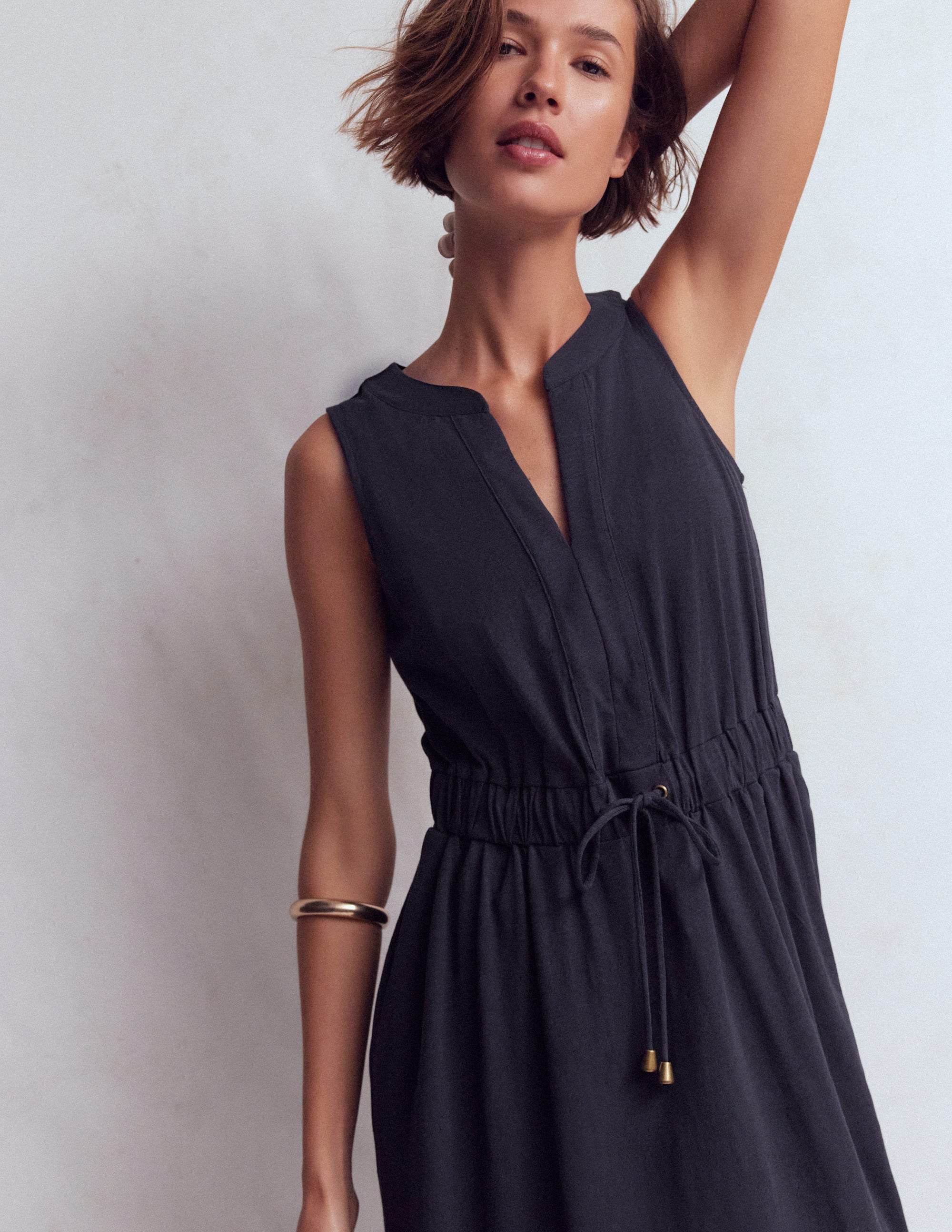 Delphine Midi Sleeveless Dress-Navy