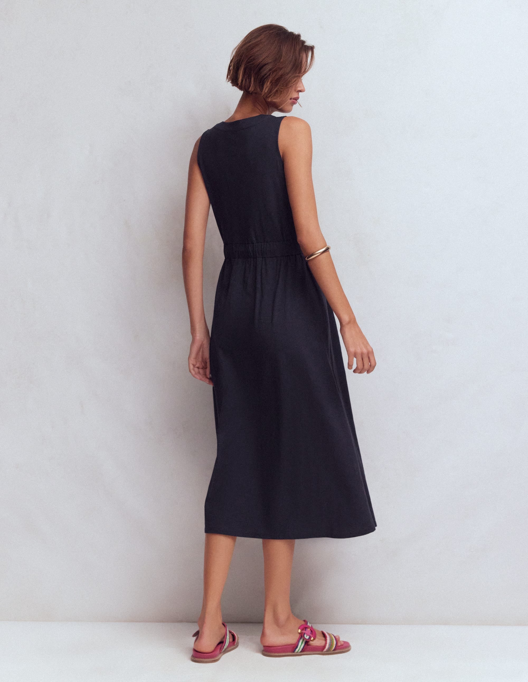 Delphine Midi Sleeveless Dress-Navy