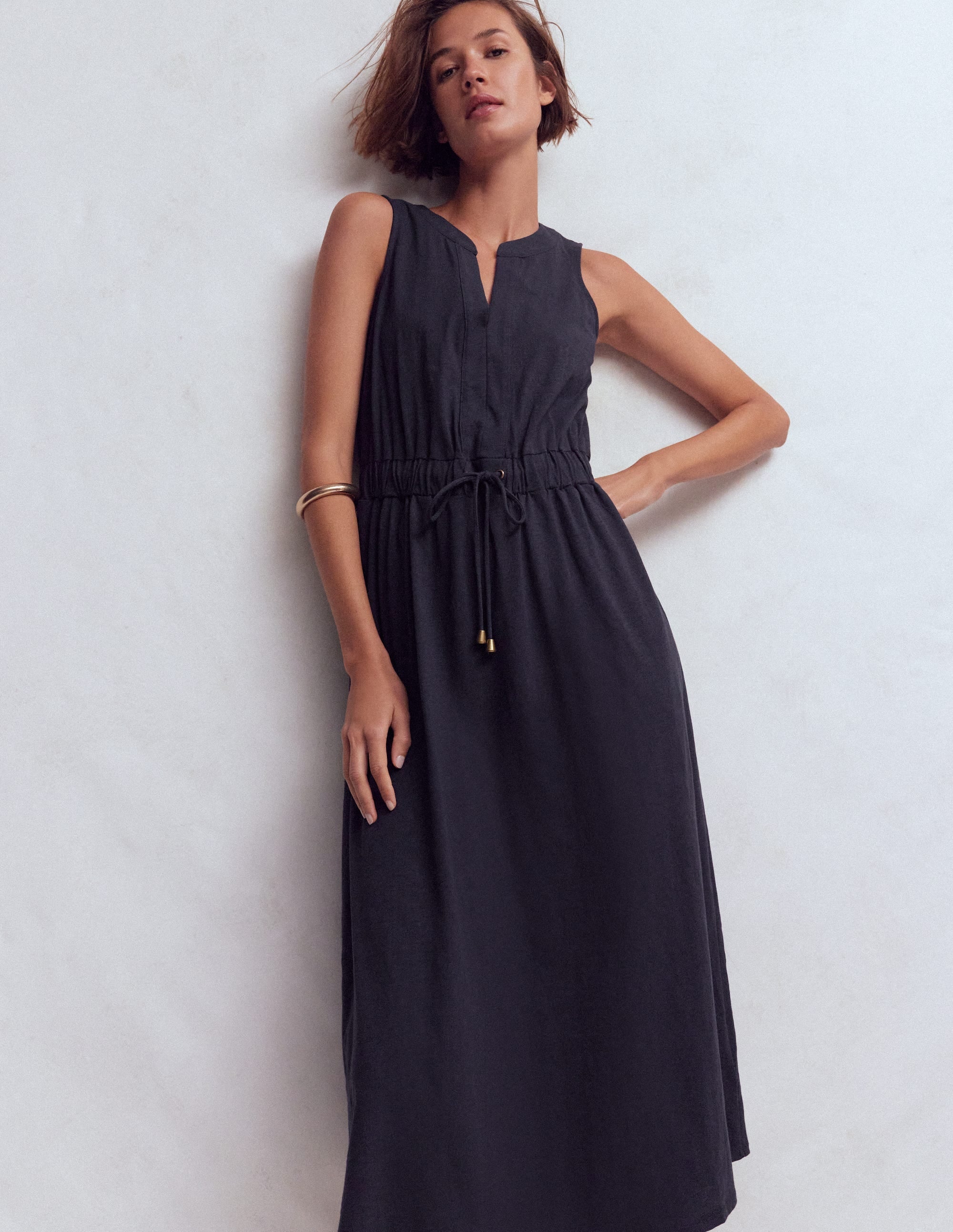 Delphine Midi Sleeveless Dress-Navy