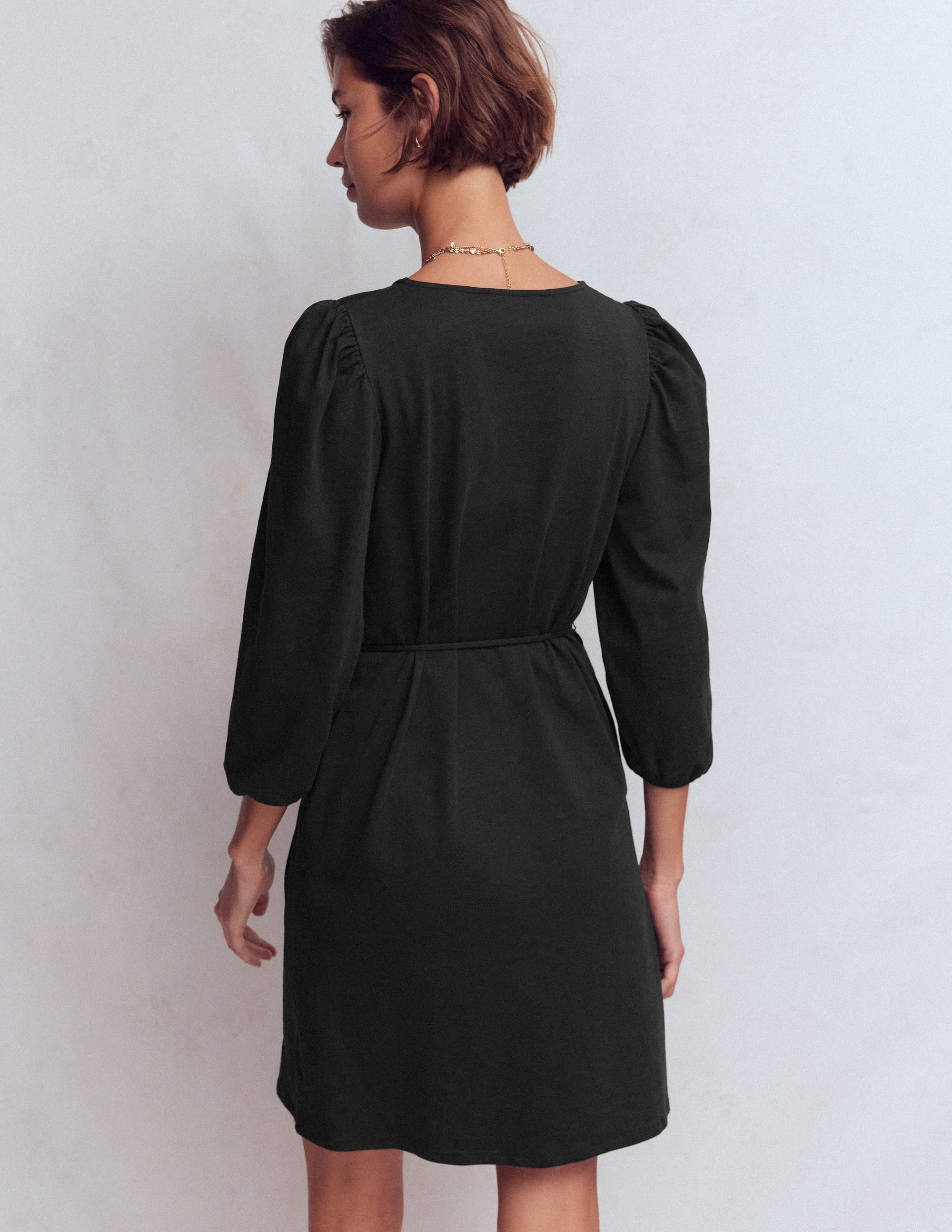 Cary V-Neck Jersey Dress-Black