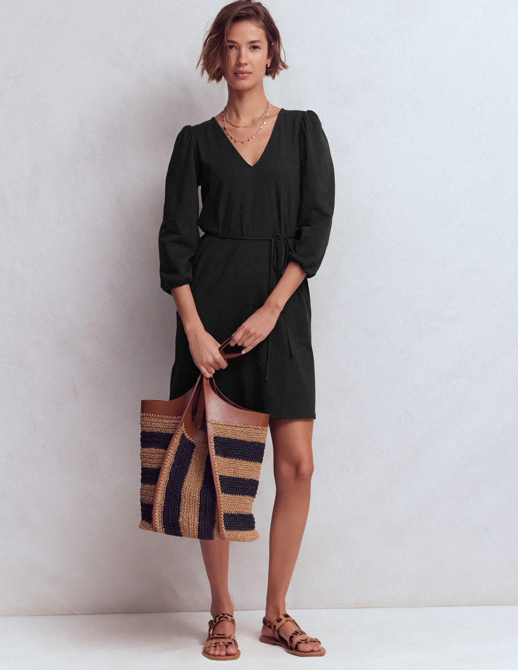 Cary V-Neck Jersey Dress-Black