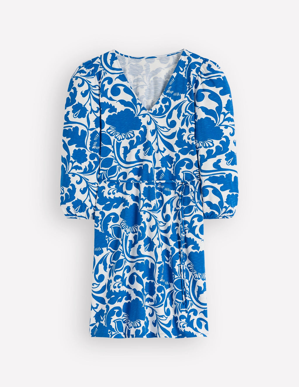 Cary V-Neck Jersey Dress-Blue, Flourishing Meadow