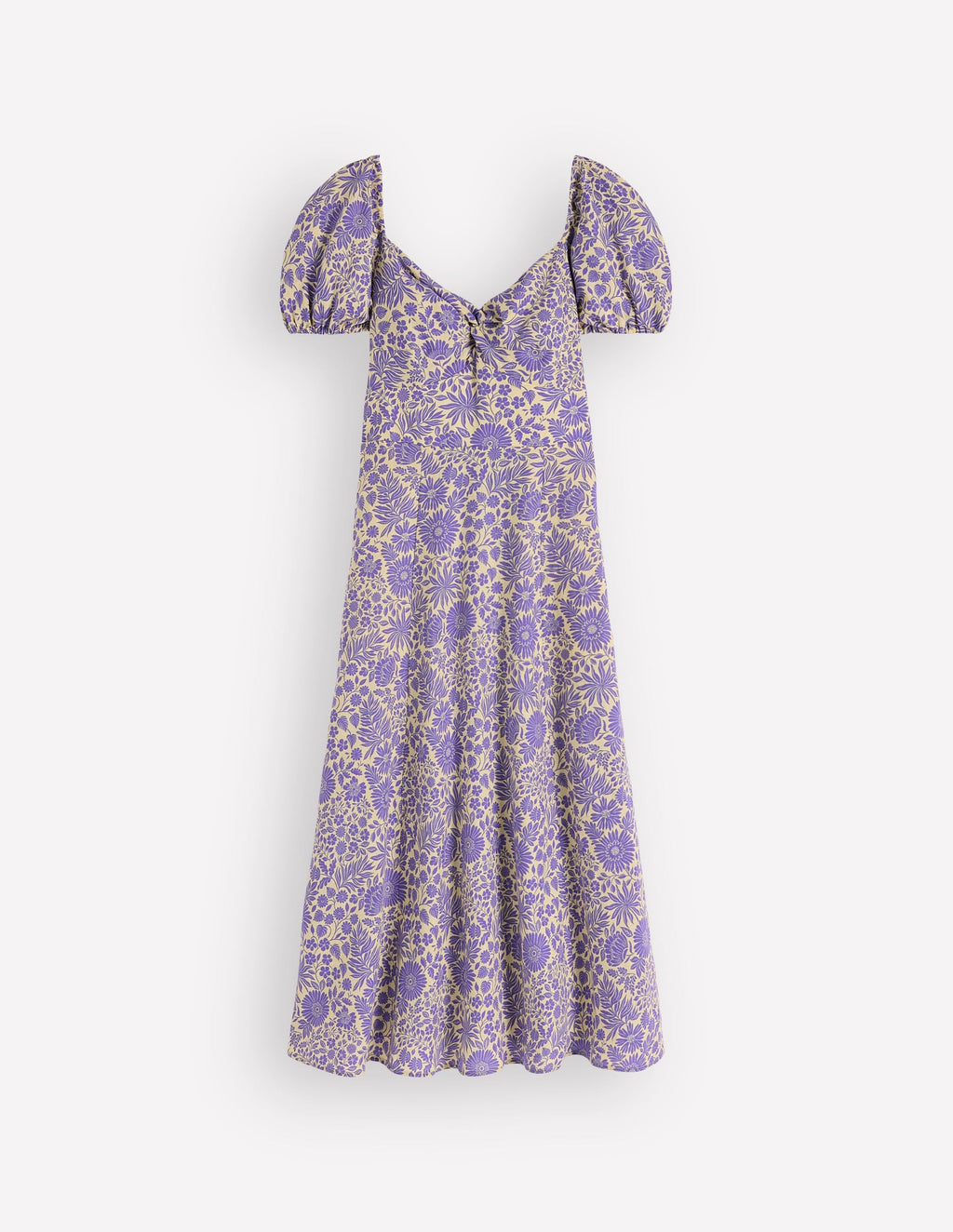 Twist Front Linen Blend Dress-Han Purple, Flowered Bloom