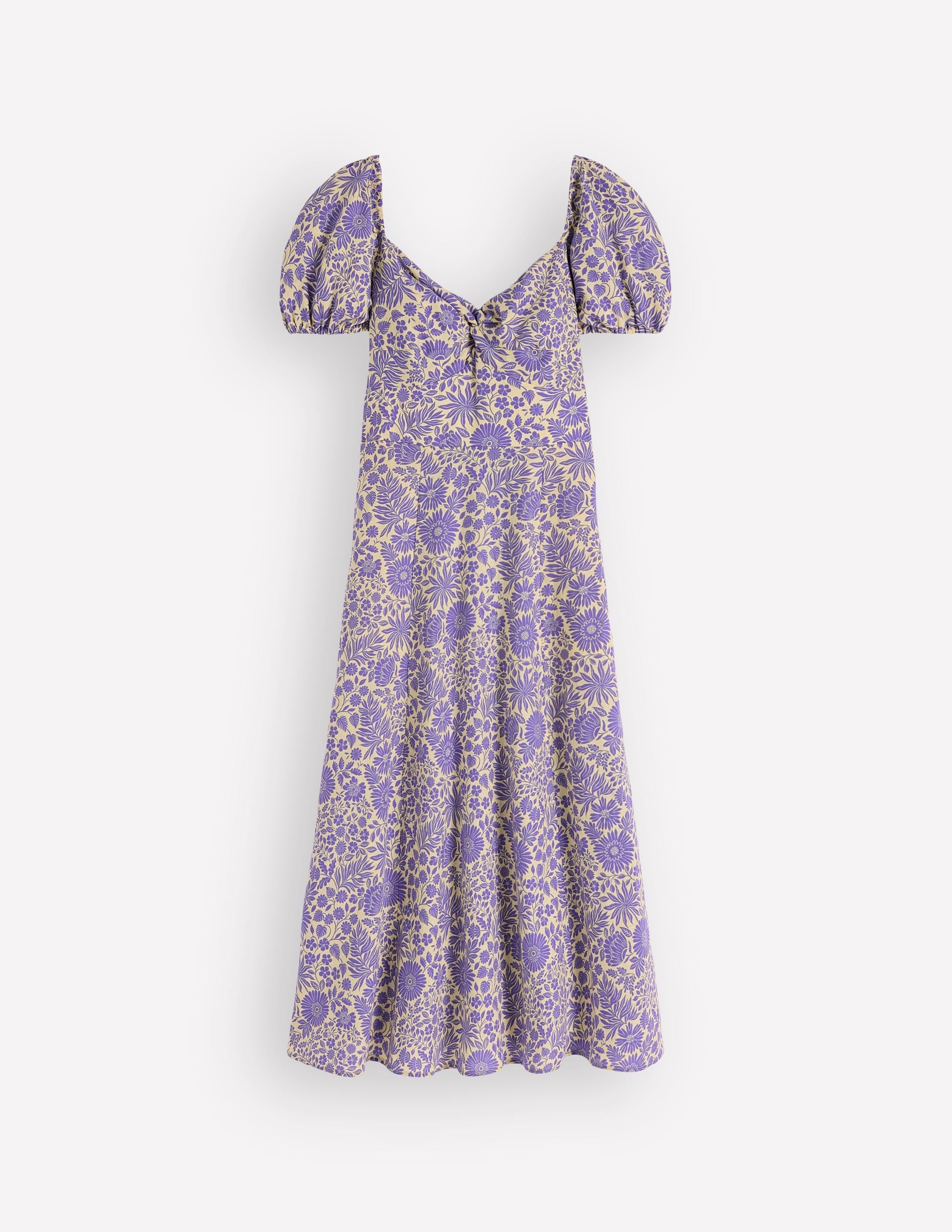 Twist Front Linen Blend Dress-Han Purple, Flowered Bloom