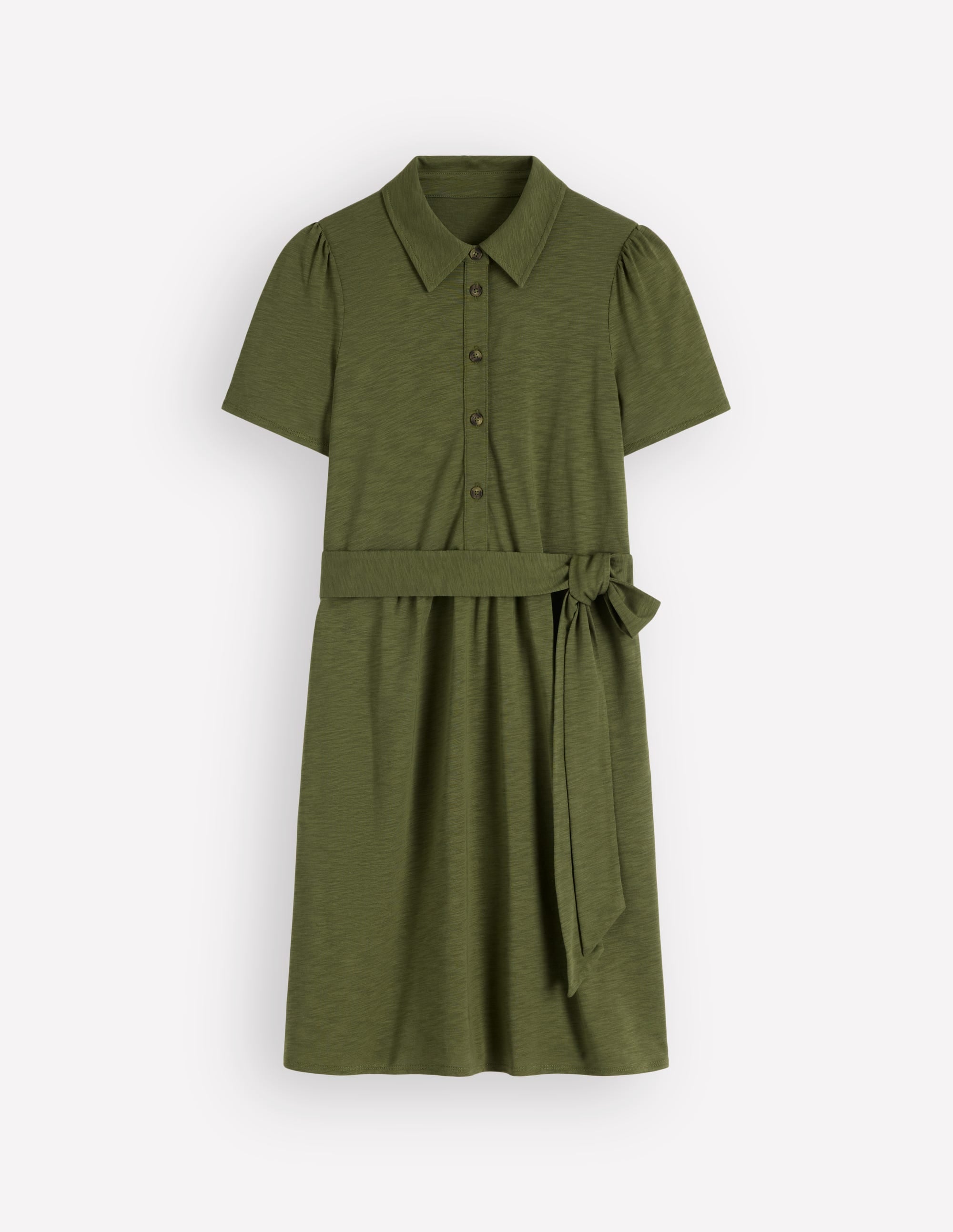 Patti Short Jersey Shirt Dress-Woodland Green