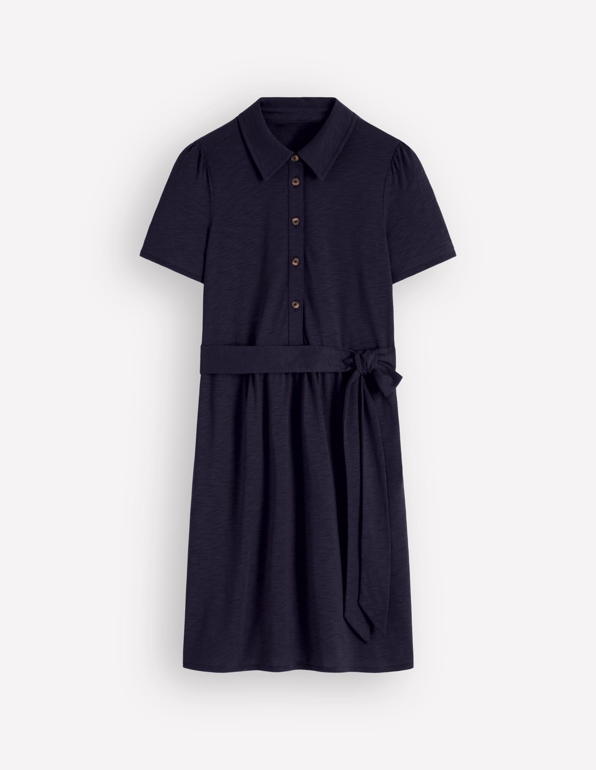 Patti Short Jersey Shirt Dress-Navy
