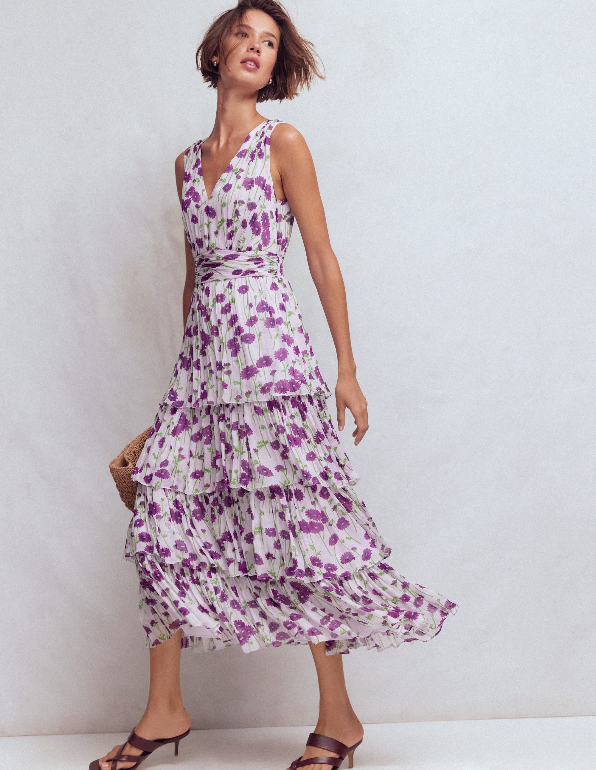 Tiered Sleeveless Dress-Purple Dandelion