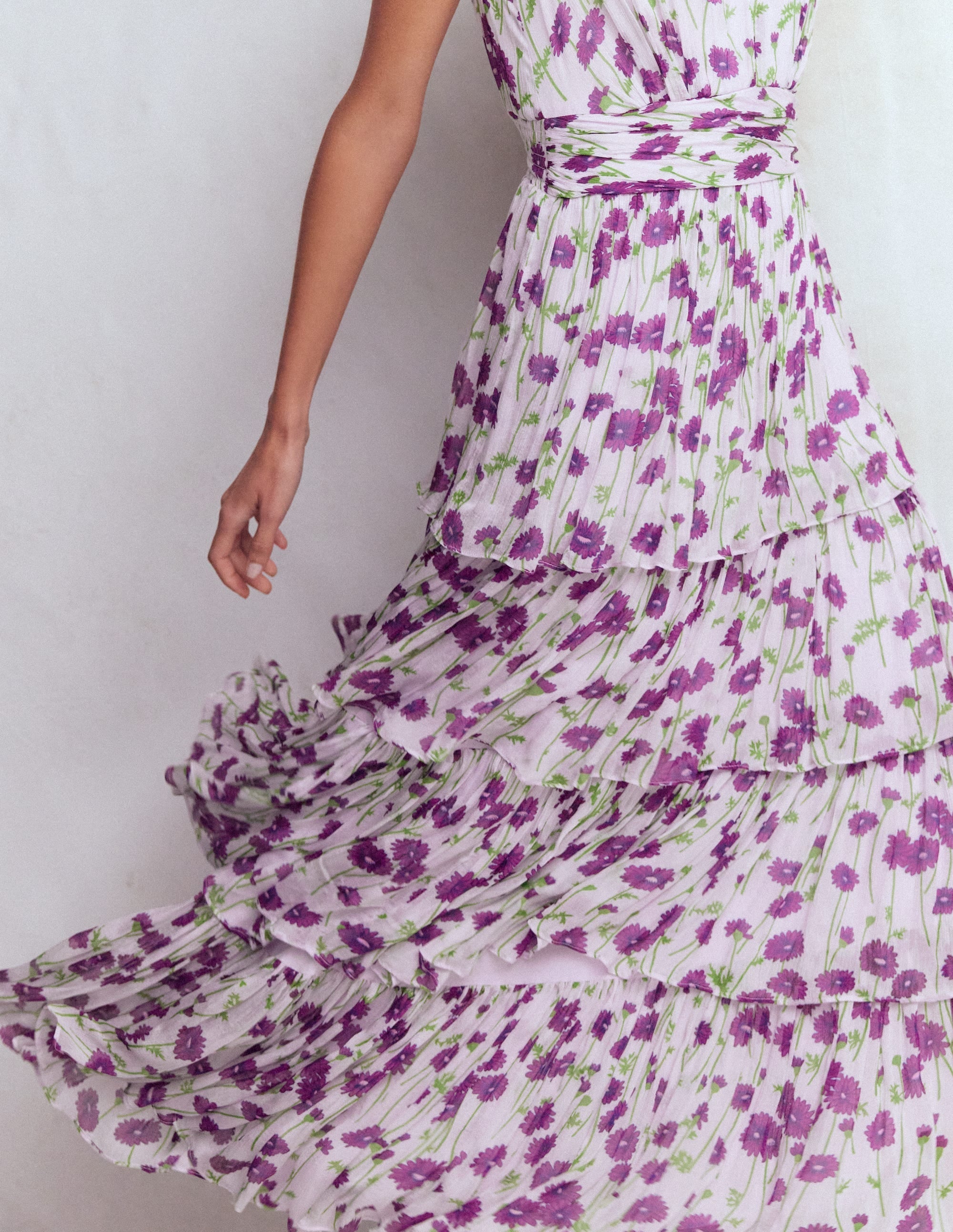 Tiered Sleeveless Dress-Purple Dandelion