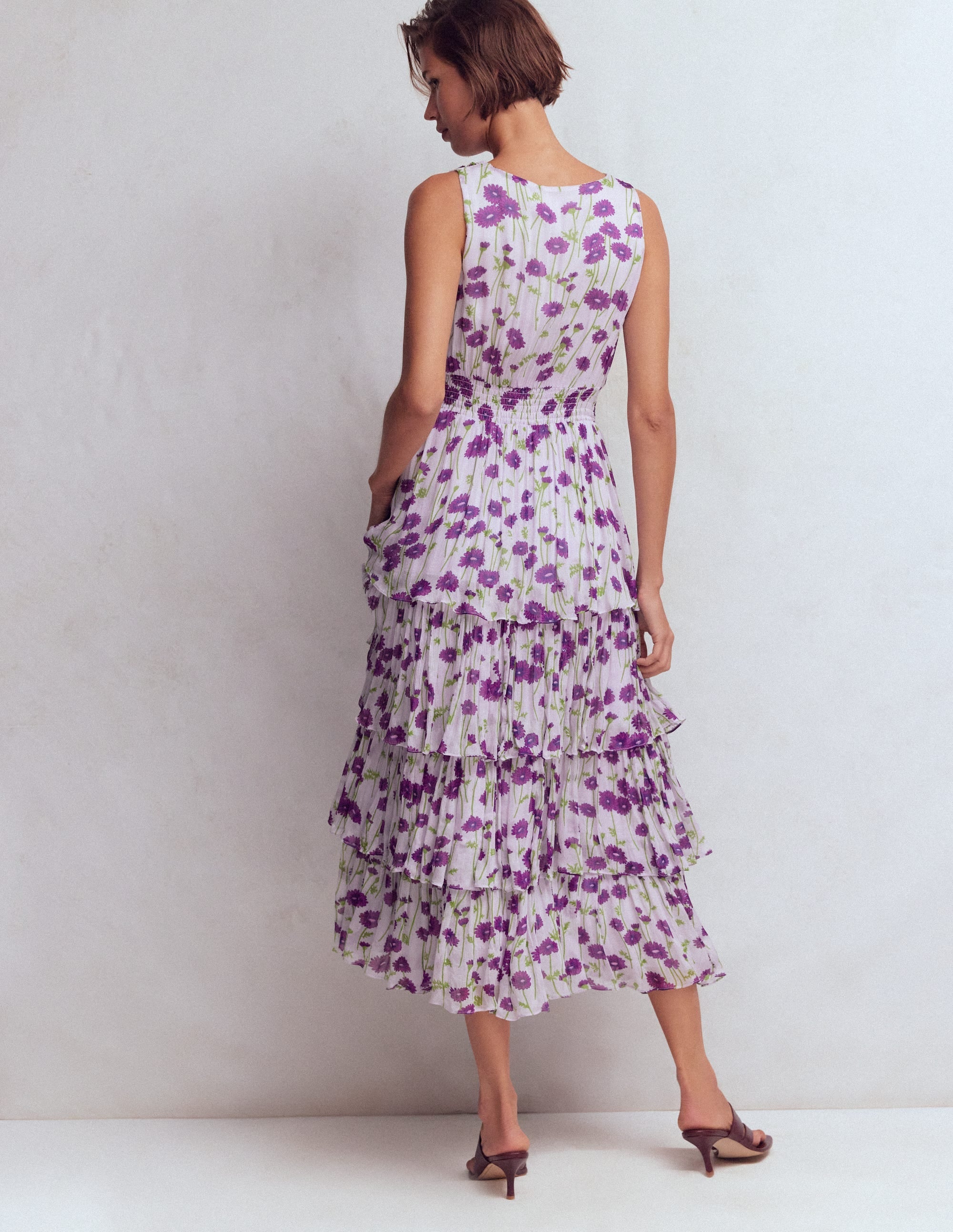 Tiered Sleeveless Dress-Purple Dandelion