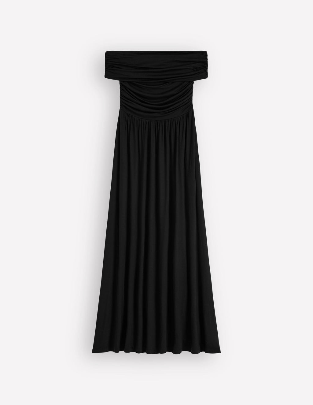 Ruched Bardot Jersey Dress-Black