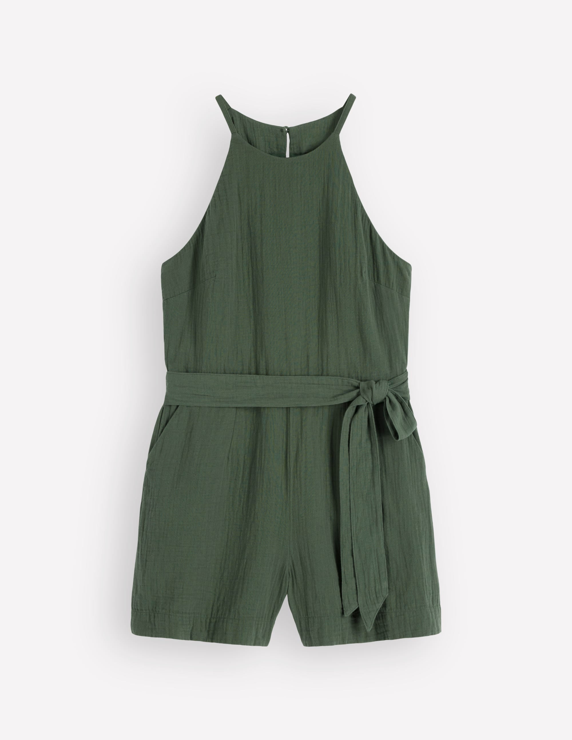 Rosa Double Cloth Playsuit-Hunter Green