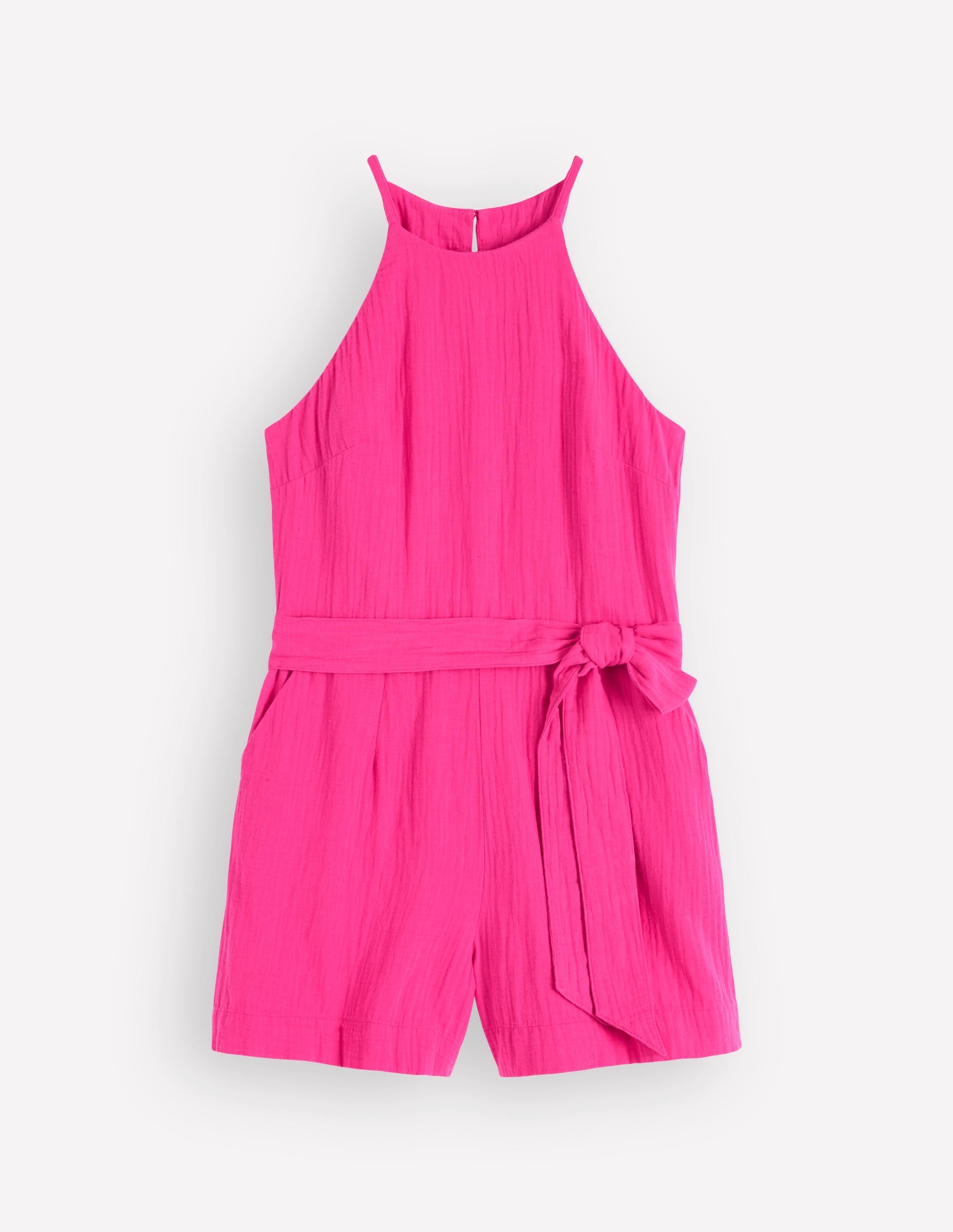 Rosa Double Cloth Playsuit-Pink Peony