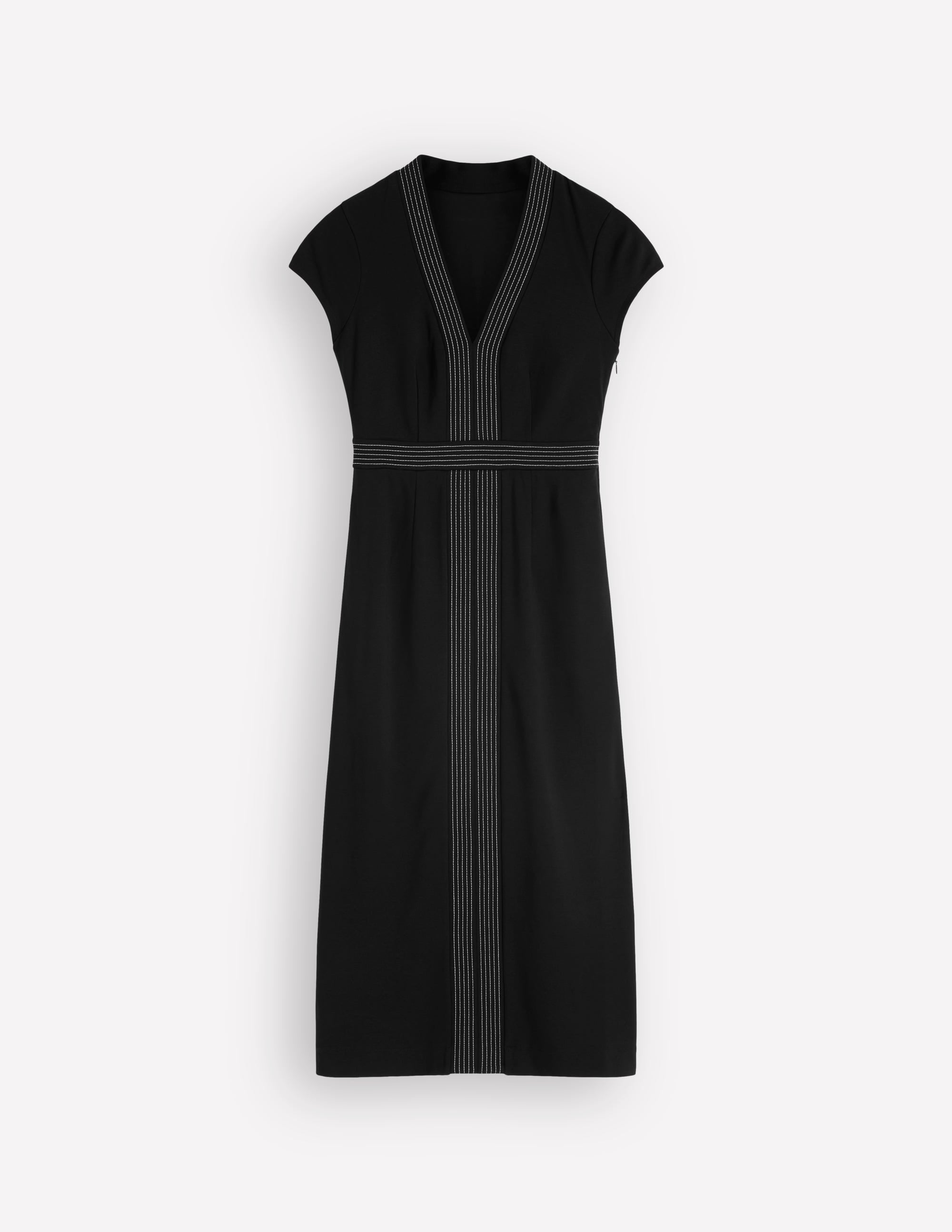 Topstitch Ponte Work Dress-Black