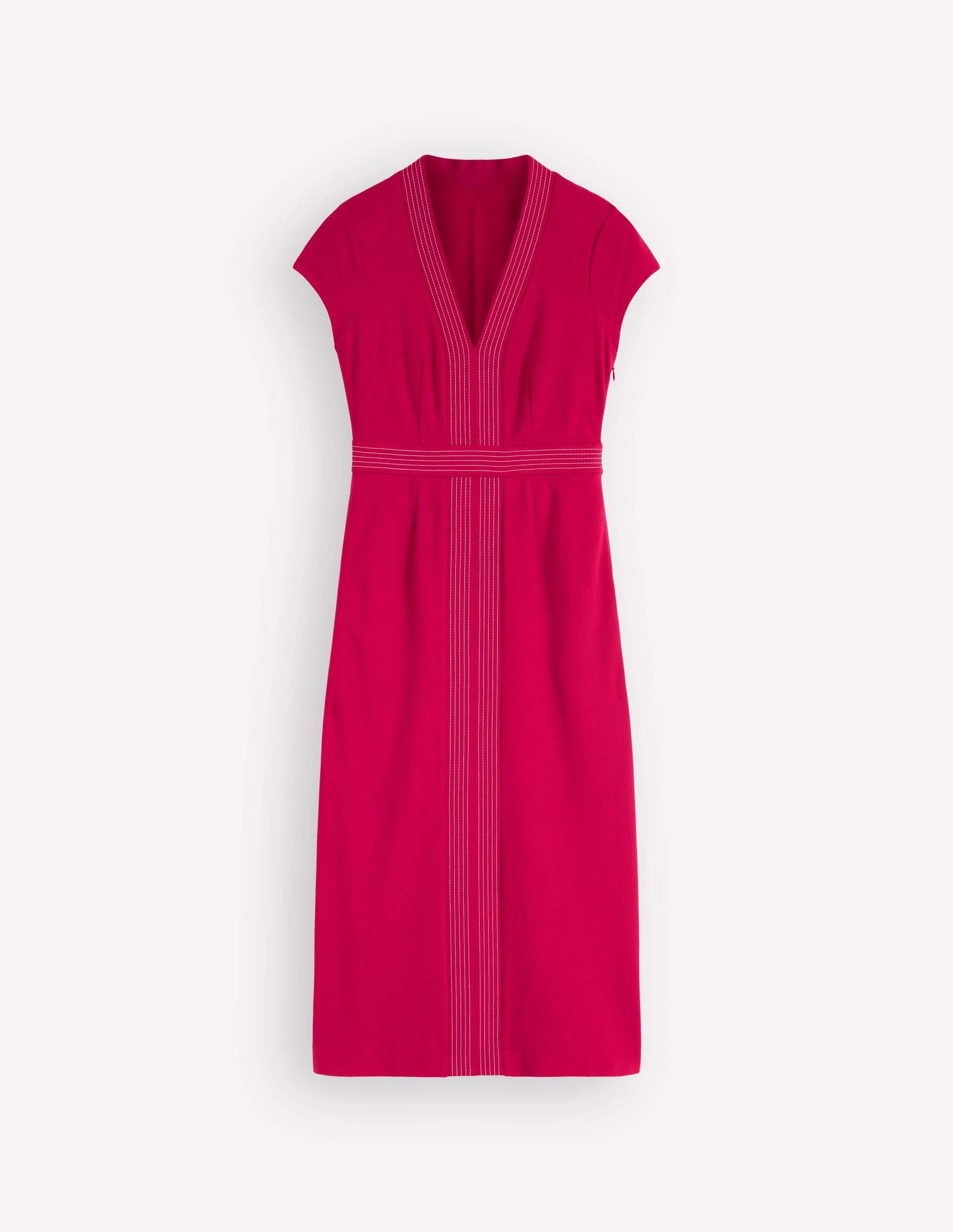 Topstitch Ponte Work Dress-Pomegranate