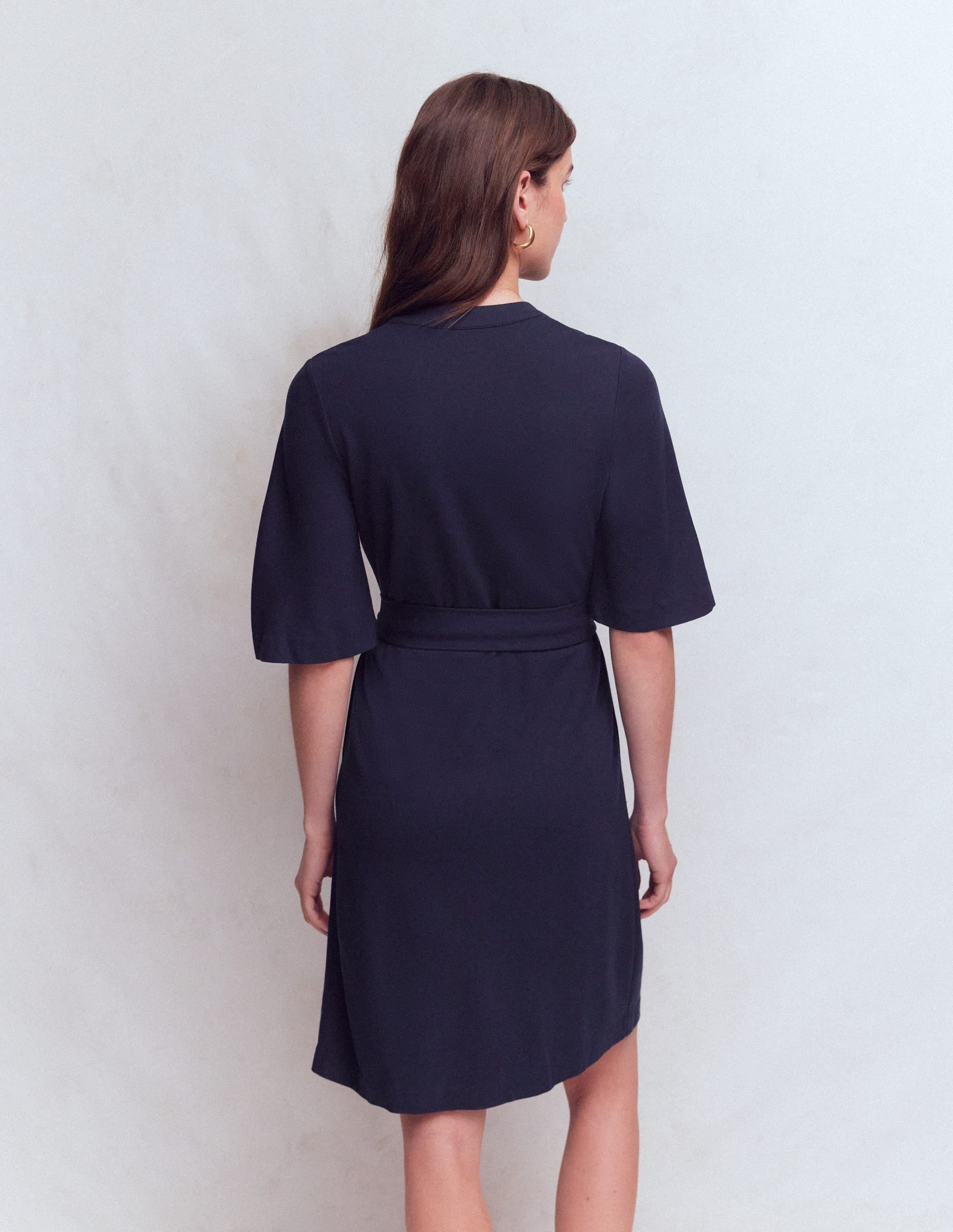 Front Pocket Ponte Dress-Navy
