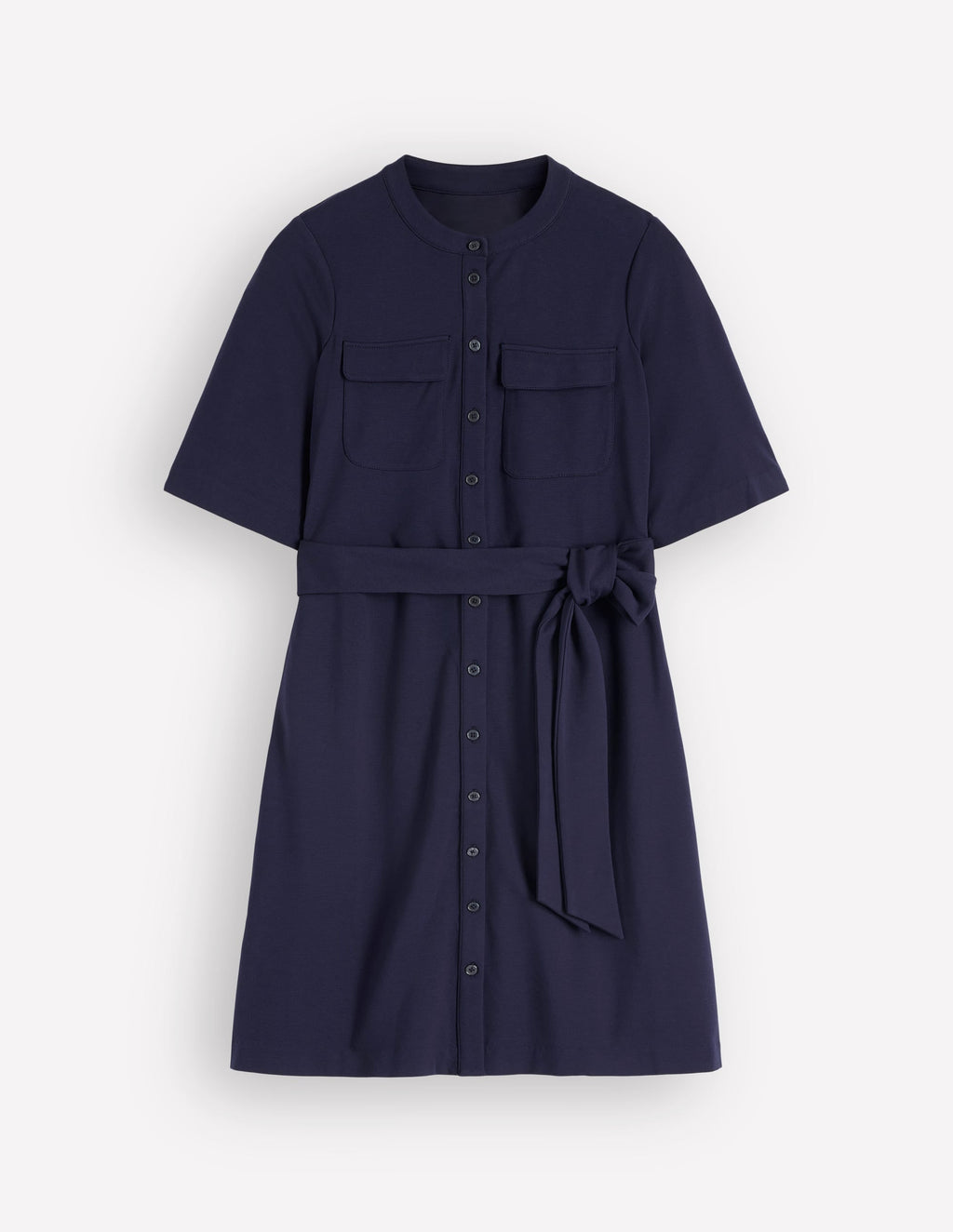 Front Pocket Ponte Dress-Navy
