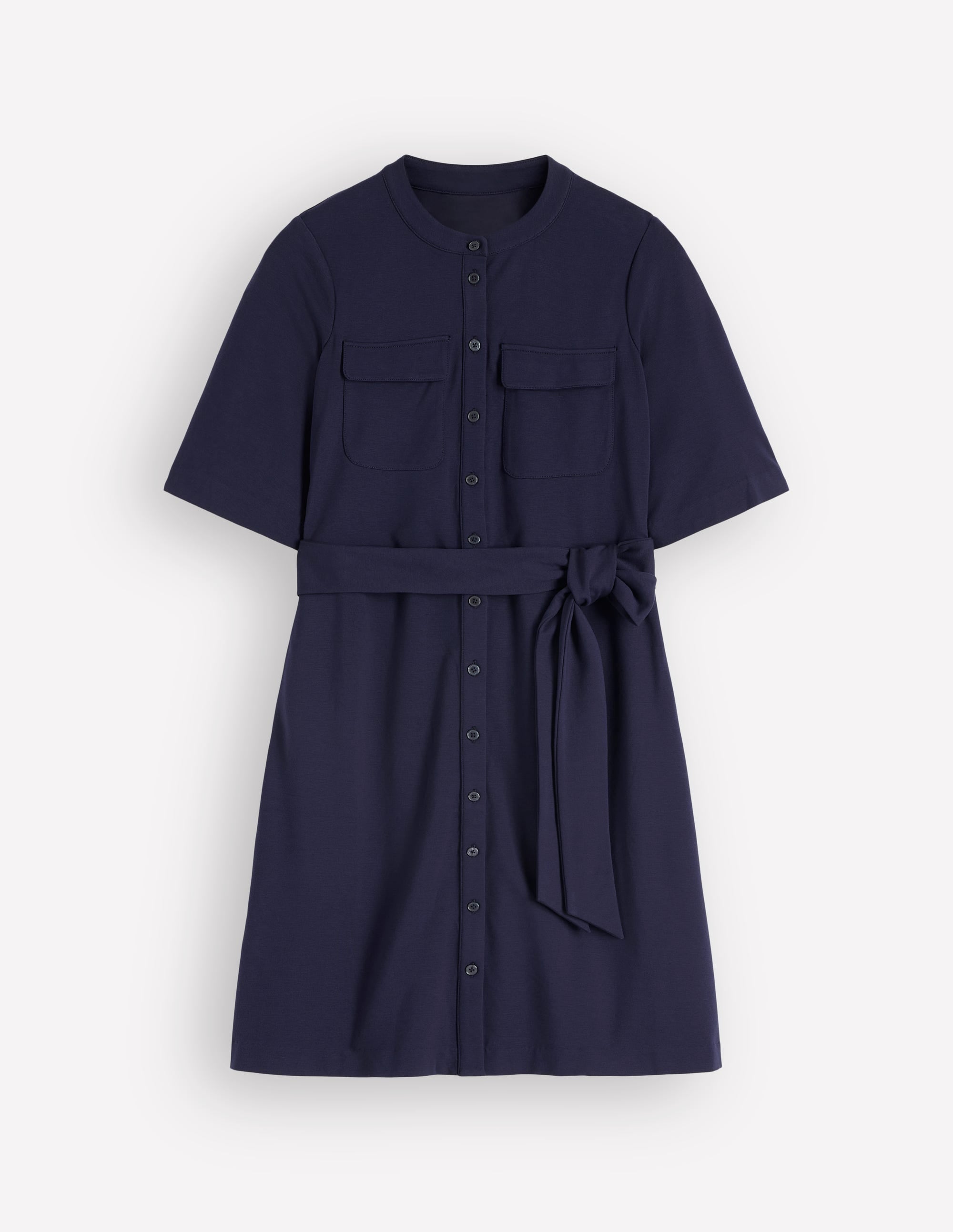 Front Pocket Ponte Dress-Navy
