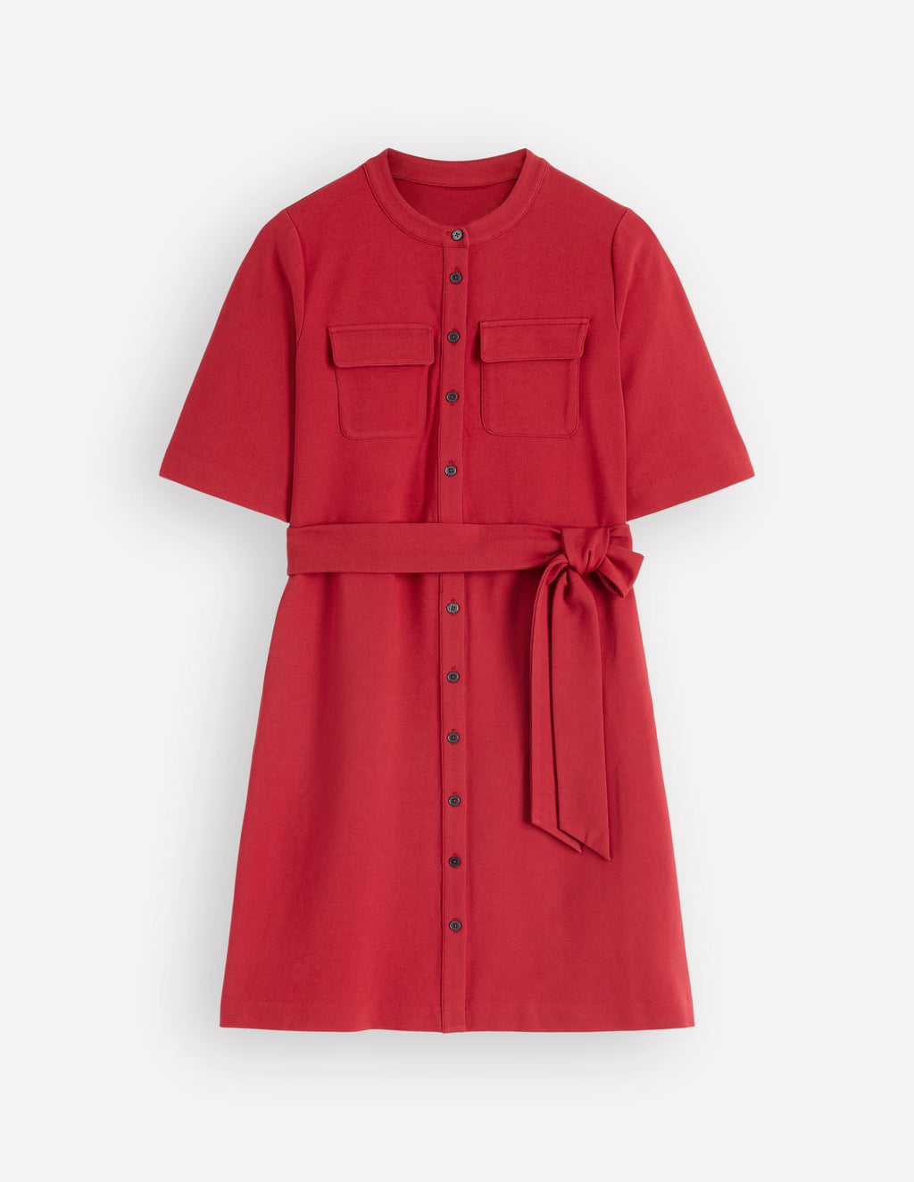 Front Pocket Ponte Dress-Crimson Red