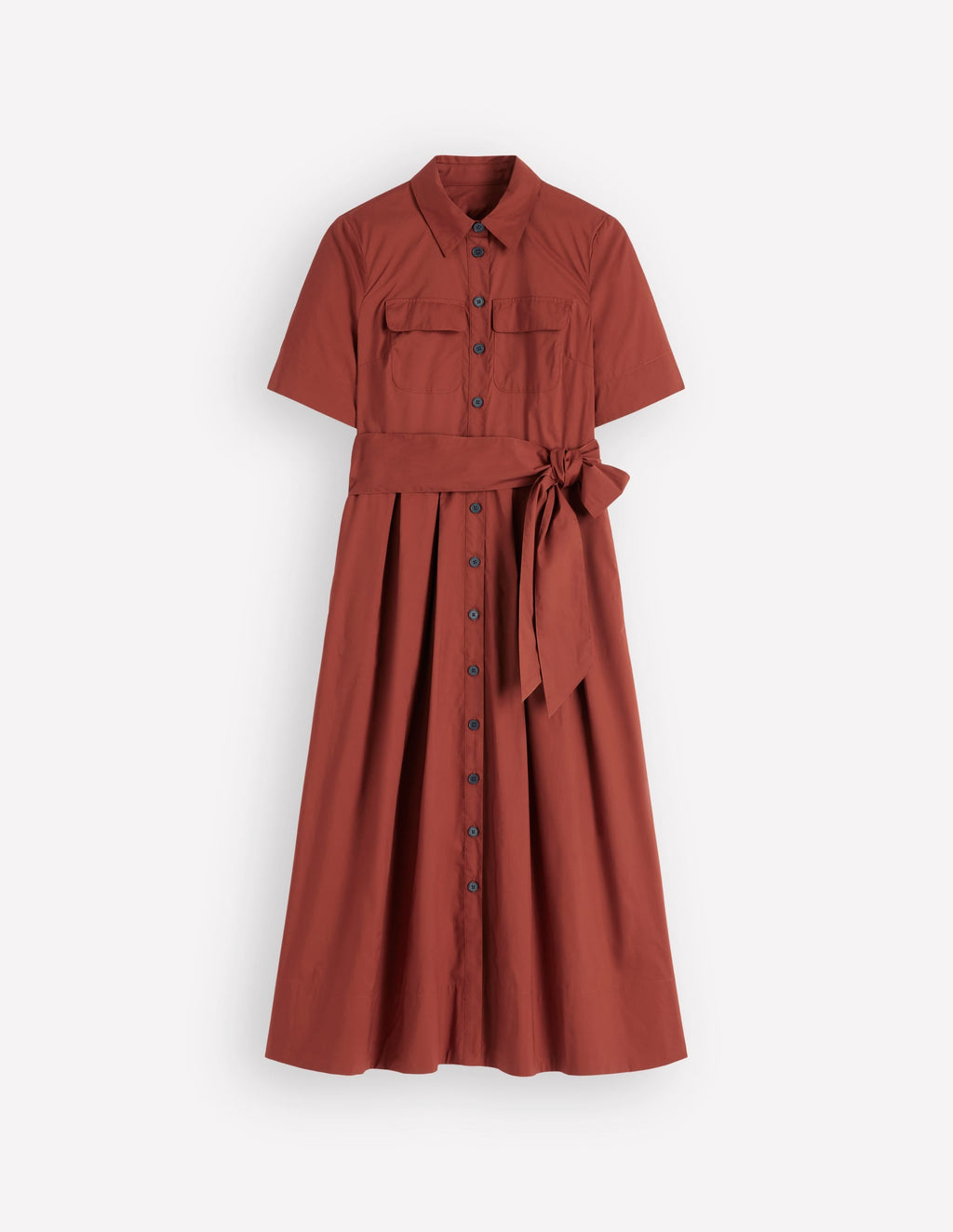Zoe Short Sleeve Shirt Dress-Burnt Orange