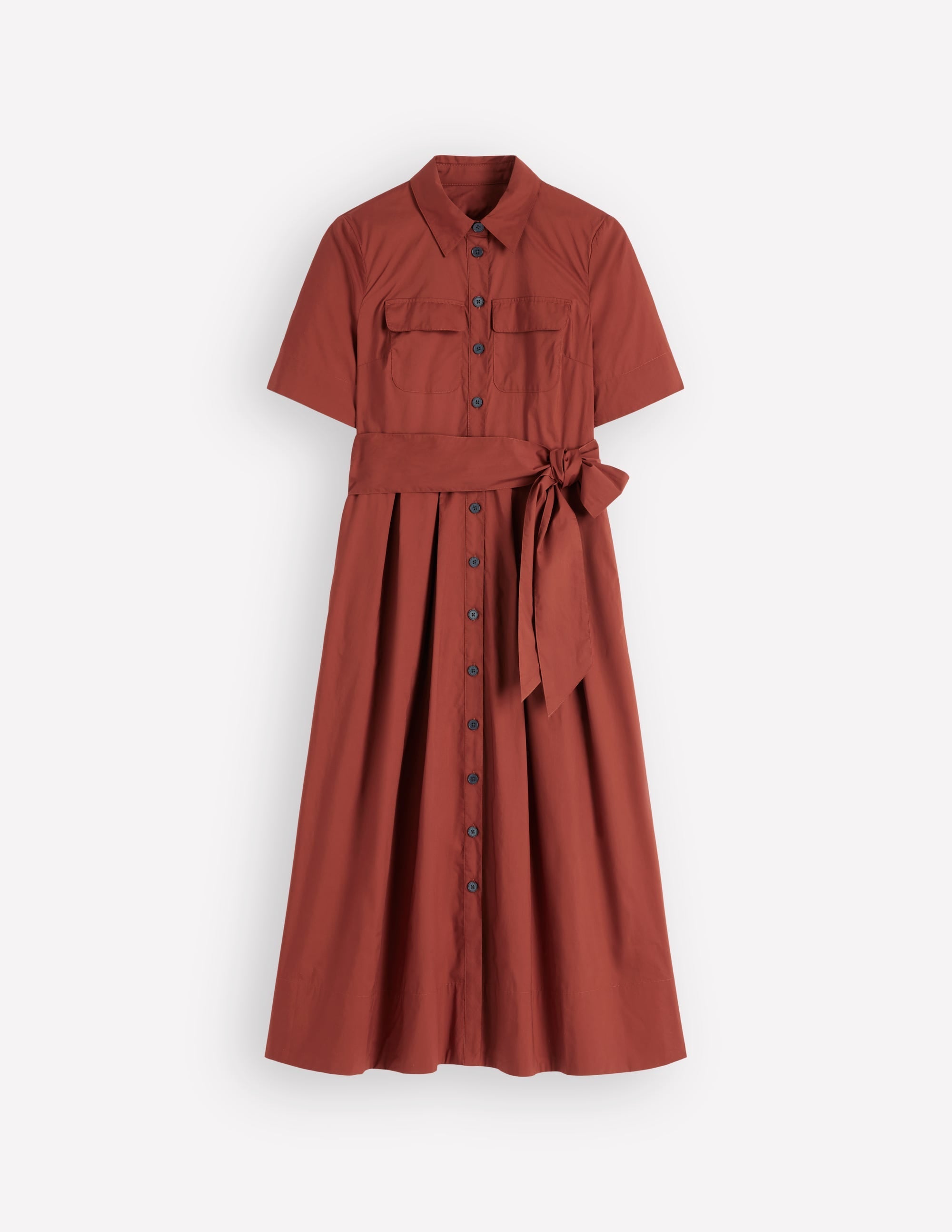 Zoe Short Sleeve Shirt Dress-Burnt Orange