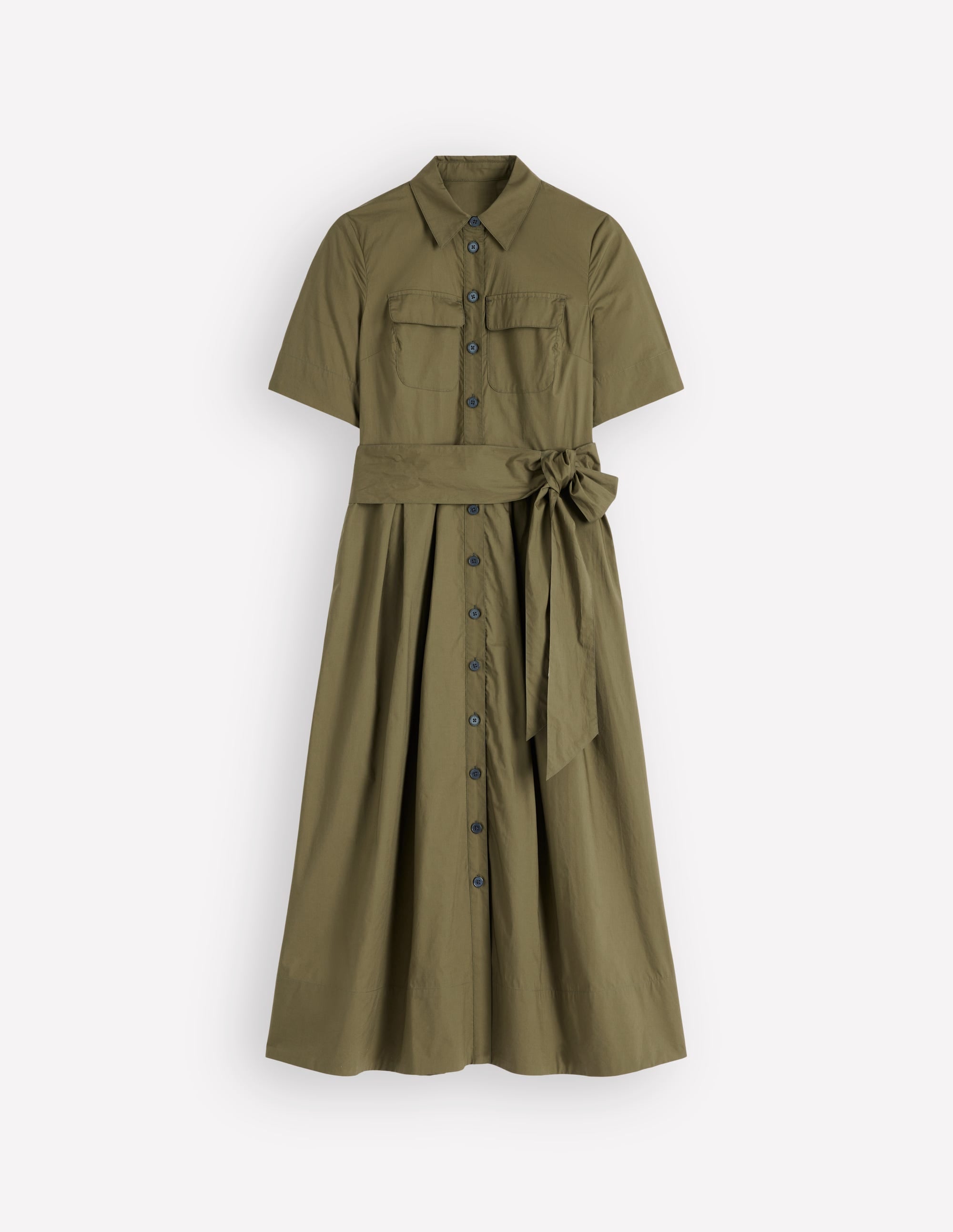 Zoe Short Sleeve Shirt Dress-Woodland Green