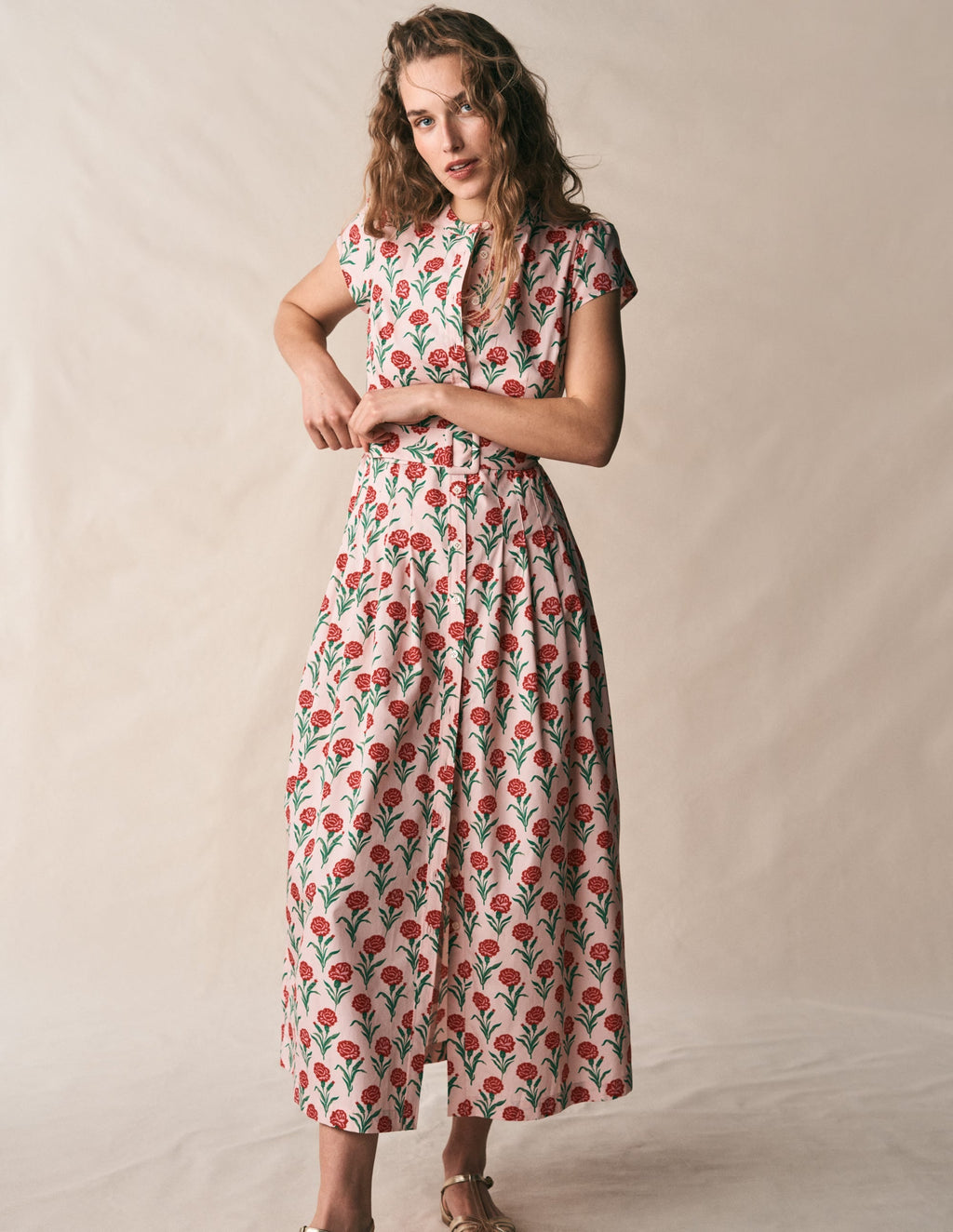 Arabella Cotton Maxi Dress-Pink Carnation Stem