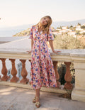 Irene Puff Sleeve Cotton Dress-Pink, Blossomy Garden